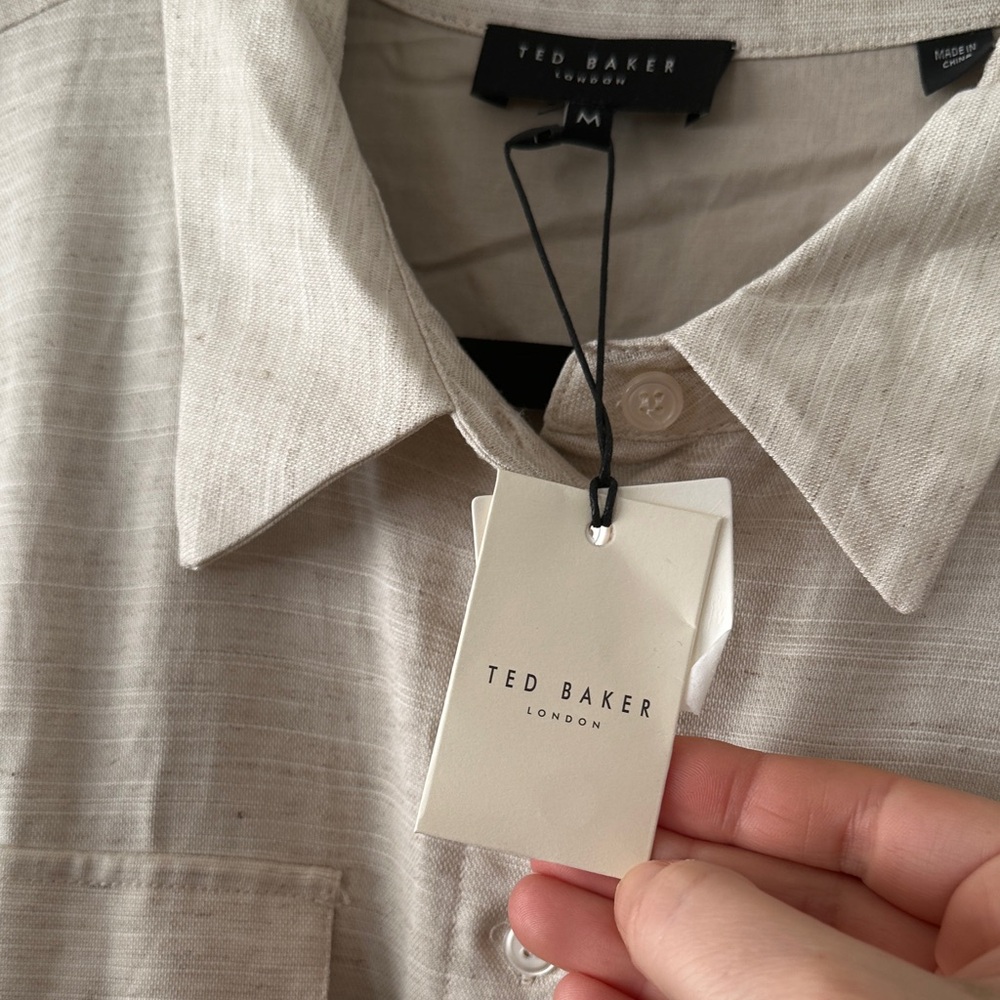 Ted Baker SHIRT DRESS WITH BELT Classic Neutral Rayon Linen - Picture 13 of 13